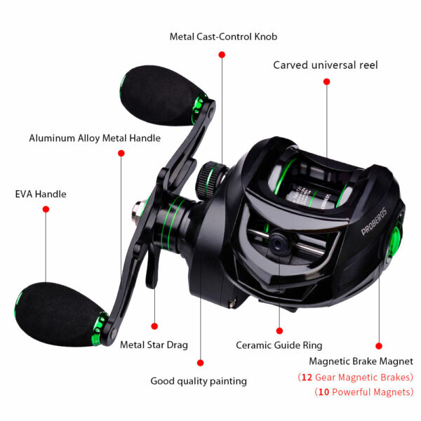 Magnetic Brake System Baitcaster Fishing Reel